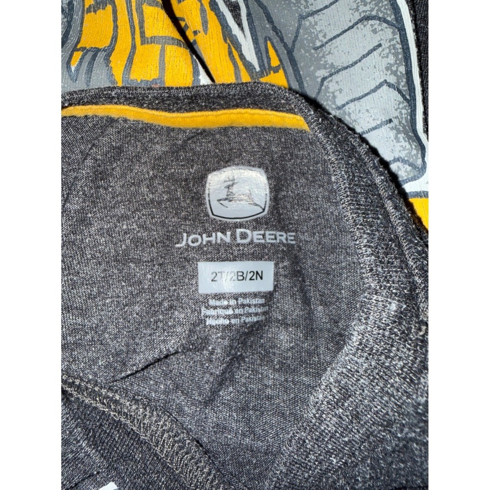 John Deere Kids Gray Heather Excavator Graphic Long Sleeve T-Shirt Size 2T - Picture 5 of 5